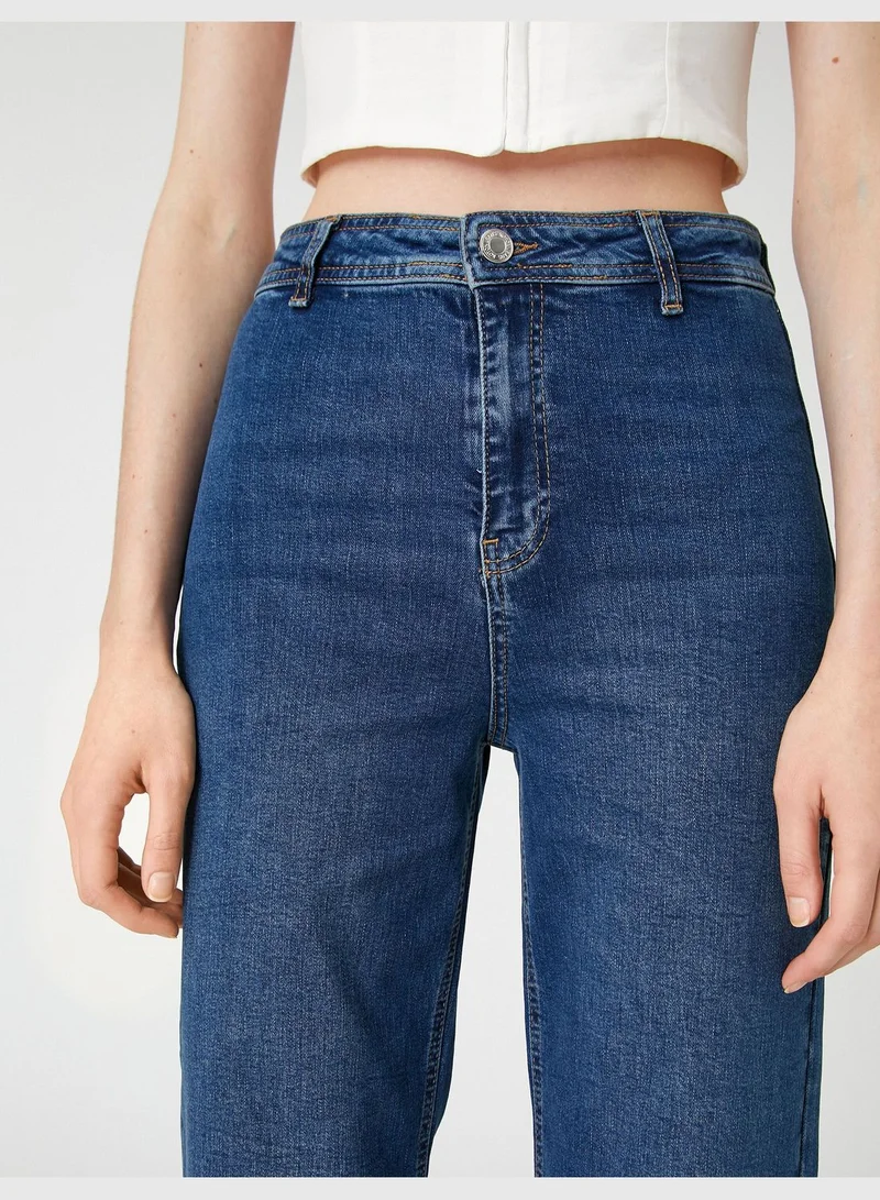 KOTON Wide Crop Leg Denim Trousers - Sandra Jean