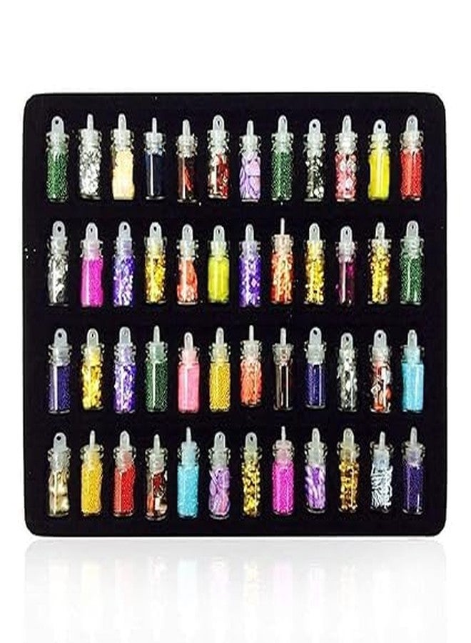 HMAA 3D Glitter Powder Manicure Set of Nail Stickers/Nail Art Tool for Nail Decoration - Multicolor (Set of 48 Bottles) - Image 2