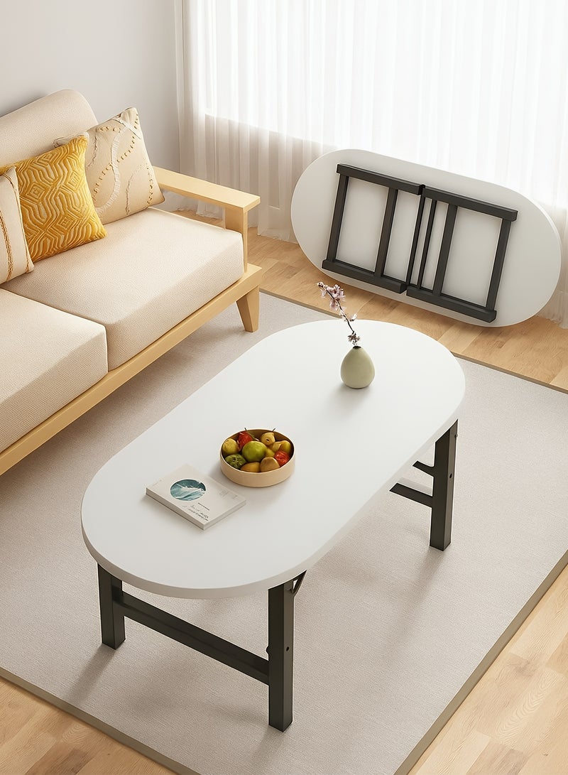 إسكدنيا طاولة طعام قابلة للطي 52x50X100سم - طاولة مطبخ خشبية بأرجل معدنية - طاولة محمولة بتصميم رائع للأستخدام الداخلي والخارجي للمطبخ والنزهات والتخييم - أبيض - Image 1