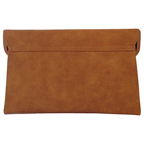 JNB Synthetic Leather Double Pocket Envelop Clutch, Tan Medium - Image 2