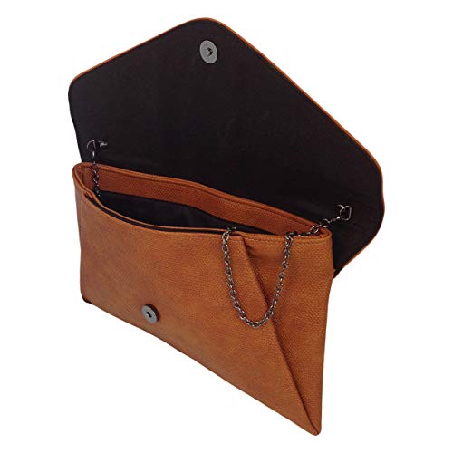 JNB Synthetic Leather Double Pocket Envelop Clutch, Tan Medium - Image 5
