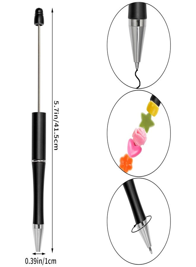 jiebor 30Pcs Black Beadable Pens Plastic Bead Ballpoint DIY Cute Cool Pens Black Ink for Women Men Bridal Graduation Gift Office Supplies - Image 2