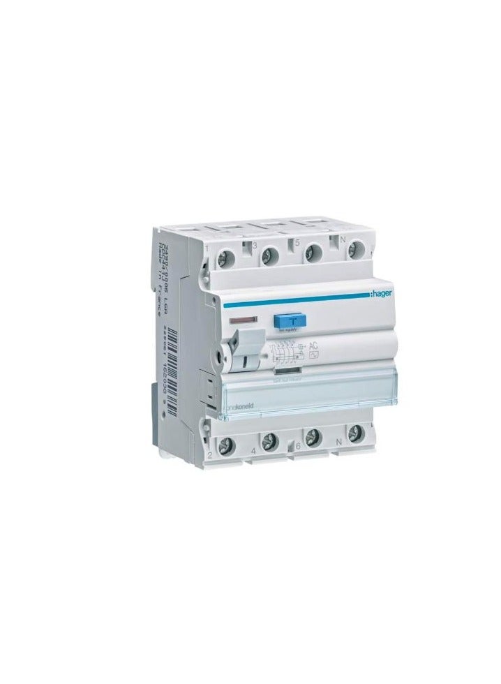 Hager Earth Leakage Circuit Breaker - 63A 4Pole 300MA (ELCB/RCCB) CFC464J Made In France