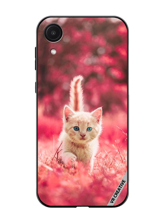 VR CREATIVE Protective Case Cover For Samsung Galaxy A03 Core Red Blossom Cat Design Multicolour - Image 1