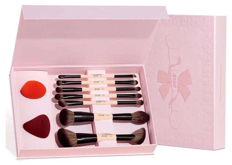 Jessup Makeup Brushes Set 9pcs, 7pcs Double Sided Makeup Brushes, 2pcs Makeup Sponges, Foundation Concealer Blush Eyeshadow Contour Powder Gift Packaging T506 - Image 1