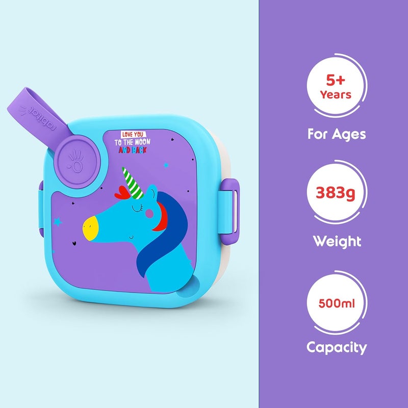 Rabitat Stainless Steel Lunch Box with Spoon - 2 Years Brand Warranty | Tiffin Box for Kids | Steel Lunch Box for School Girls and Boys | LUNCHMATE Mini Love You to The Moon 500 ml - Image 2