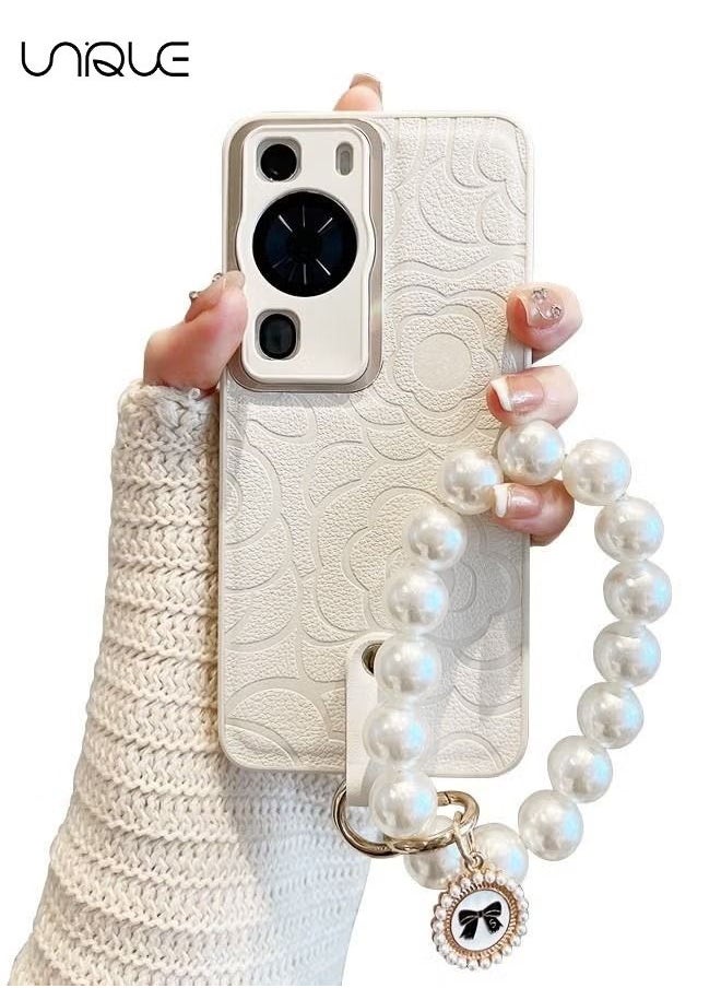 Unique Phone Case for Huawei P60 Pro 6.67 Inches Case, Cute Flower with Lovely Bracelet Chain for Women Girls Soft TPU Shockproof Protective Case Anti-lost Chain Cute Jewelry Cover  - Image 1