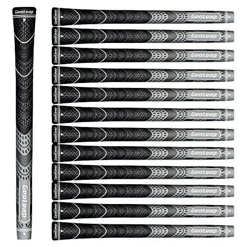 Geoleap Golf Grips Set of 13- Cord Rubber Compound Material, Hybrid Golf Club Grips, All Weather Performance. (Gray, Standard) - Image 1