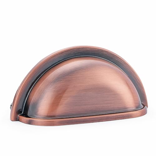 HARPOON Kitchen Cabinet Pulls, 3" Inch Bin Cup Drawer Handles - 10 Pack of Kitchen Cabinet Hardware (Antique Copper) - Image 1