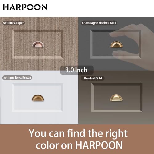 HARPOON Kitchen Cabinet Pulls, 3" Inch Bin Cup Drawer Handles - 10 Pack of Kitchen Cabinet Hardware (Antique Copper) - Image 5