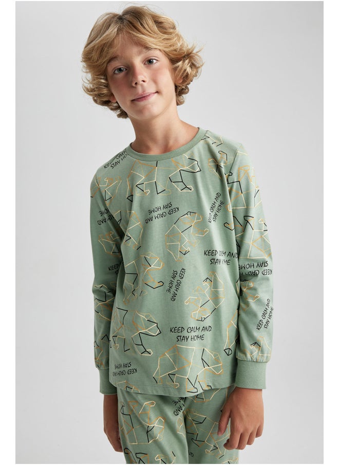 DeFacto - Boy Regular Fit Crew Neck Long Sleeve Knitted Pyjamas - 2 Pieces - Image 1