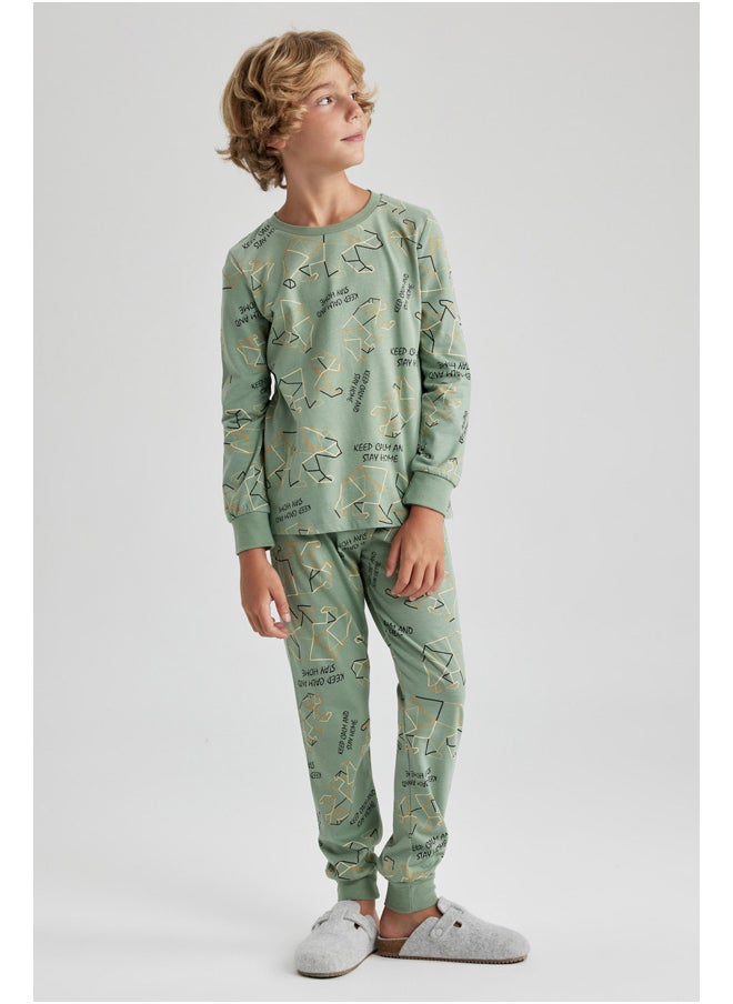 DeFacto - Boy Regular Fit Crew Neck Long Sleeve Knitted Pyjamas - 2 Pieces - Image 1