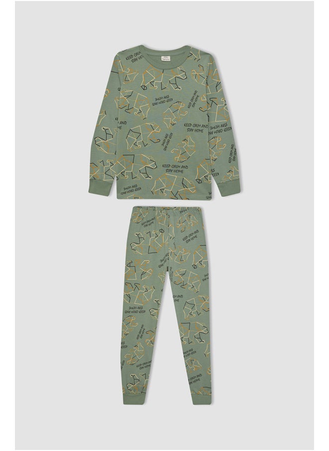 DeFacto - Boy Regular Fit Crew Neck Long Sleeve Knitted Pyjamas - 2 Pieces - Image 1