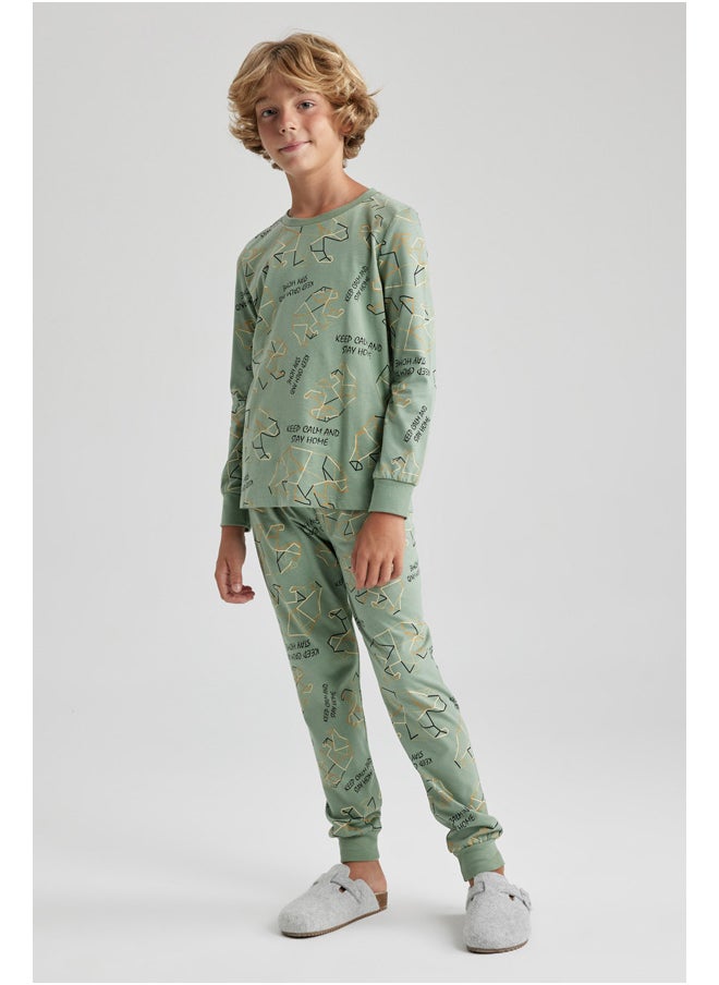 DeFacto - Boy Regular Fit Crew Neck Long Sleeve Knitted Pyjamas - 2 Pieces - Image 1