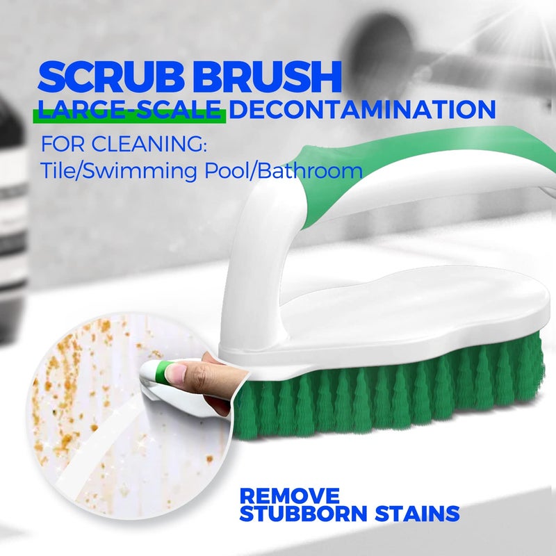 Holikme 7 Pack Deep Cleaning Brush Set, Scrub Brush, Grout Brush, Pool Brush, Scrub Pads with Scraper Tip Scouring Pads, for Pool Walls, Bathroom, Floor, Tub, Shower and Kitchen Surface (Green) - Image 2