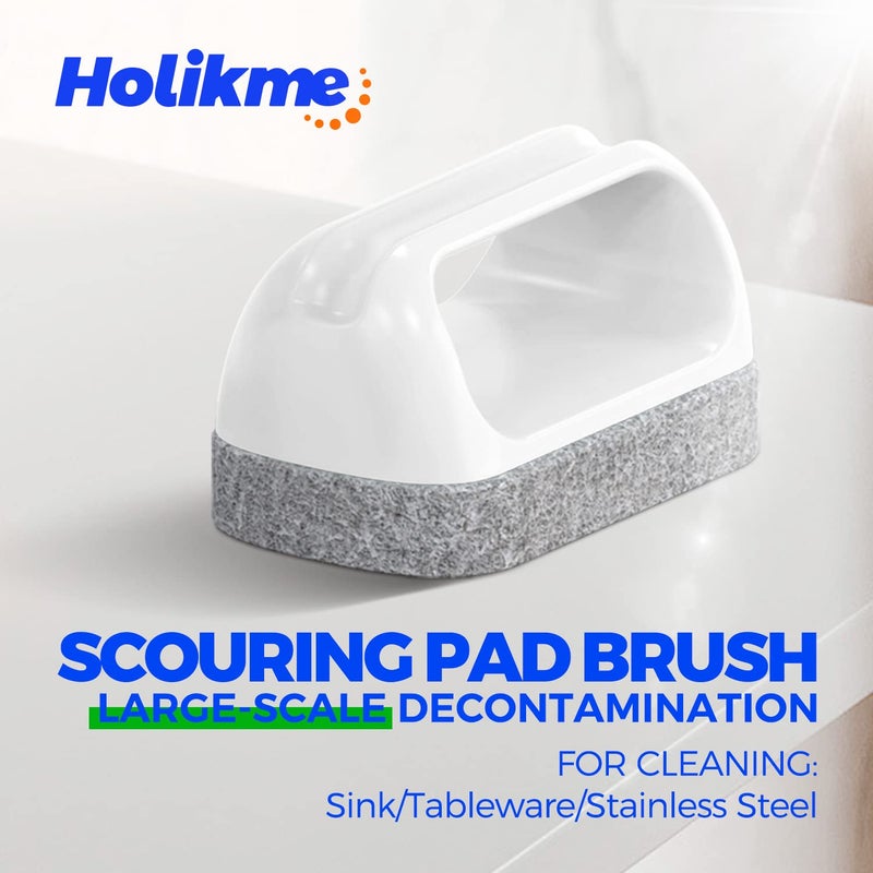 Holikme 7 Pack Deep Cleaning Brush Set, Scrub Brush, Grout Brush, Pool Brush, Scrub Pads with Scraper Tip Scouring Pads, for Pool Walls, Bathroom, Floor, Tub, Shower and Kitchen Surface (Green) - Image 3