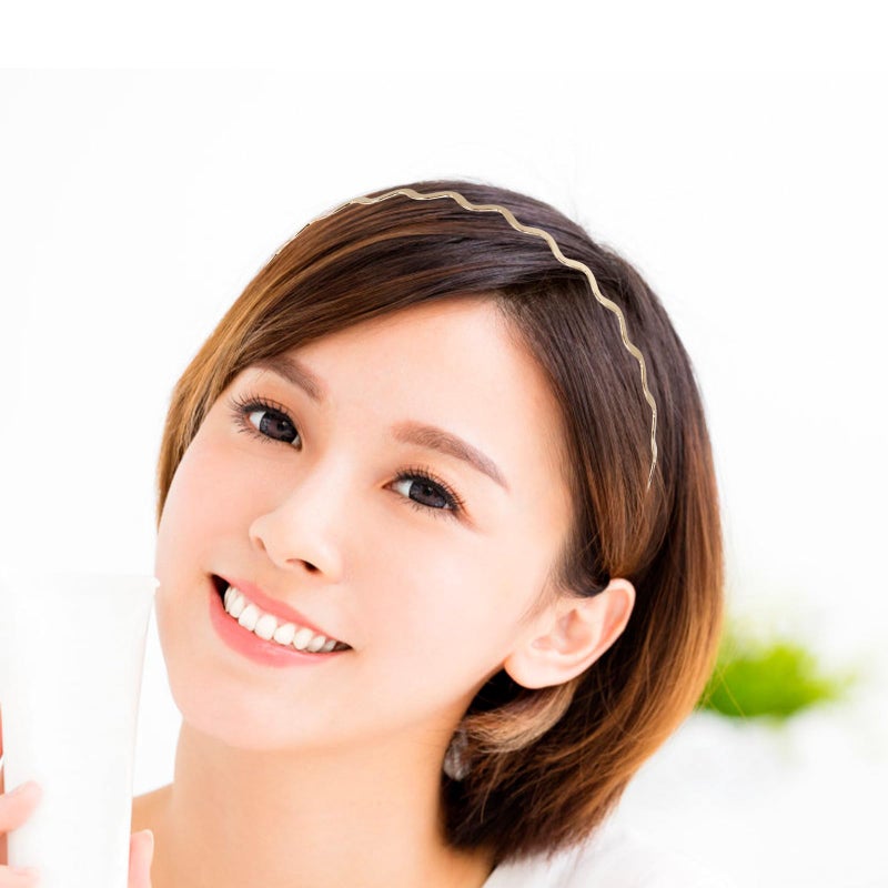Thin Gold Metal Wavy Headbands For Women Bridal Wedding Makeup Daily Wear 3 Pack - Image 5