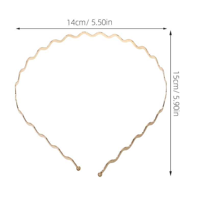 Thin Gold Metal Wavy Headbands For Women Bridal Wedding Makeup Daily Wear 3 Pack - Image 3