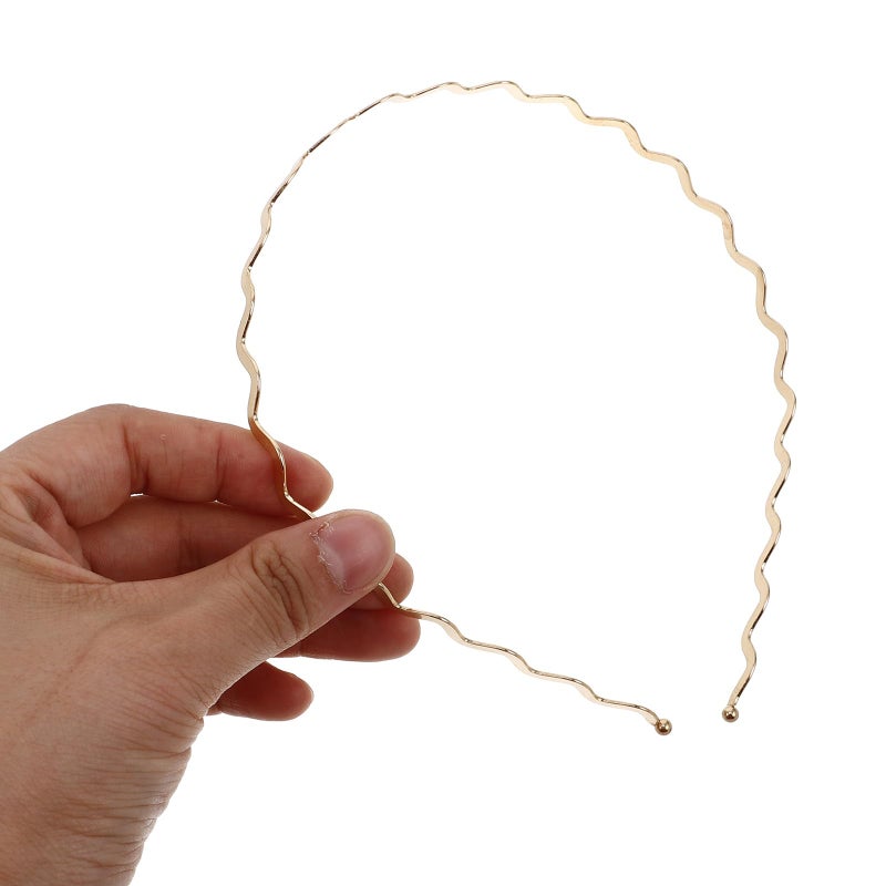 Thin Gold Metal Wavy Headbands For Women Bridal Wedding Makeup Daily Wear 3 Pack - Image 4