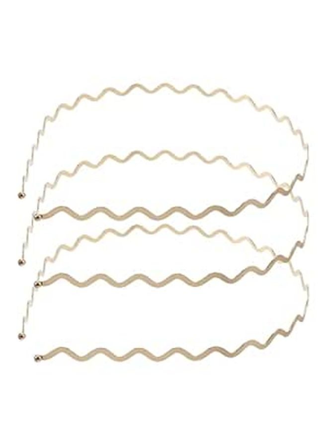 Thin Gold Metal Wavy Headbands For Women Bridal Wedding Makeup Daily Wear 3 Pack - Image 1