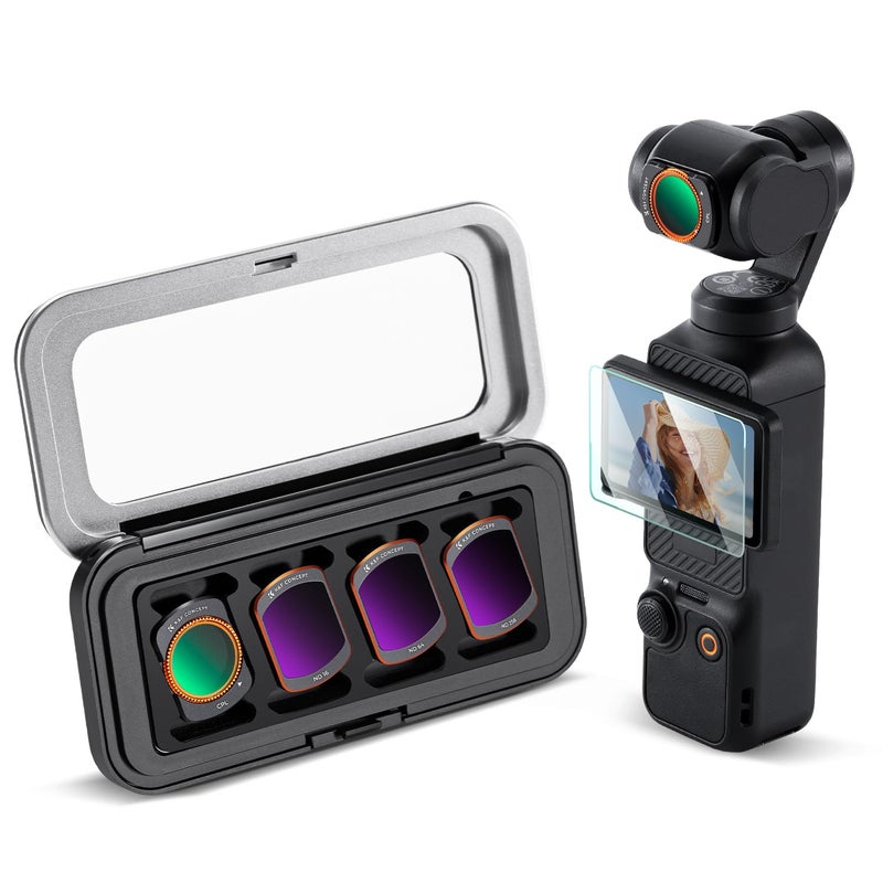 K&F Concept مجموعة فلاتر K&F CONCEPT K-Series CPL ND متوافقة مع ملحقات DJI OSMO Pocket 3 Creator Combo، فلاتر الاستقطاب المحايدة ND16 ND64 ND256 للكاميرات الرياضية، زجاج بصري عالي الدقة - Image 1