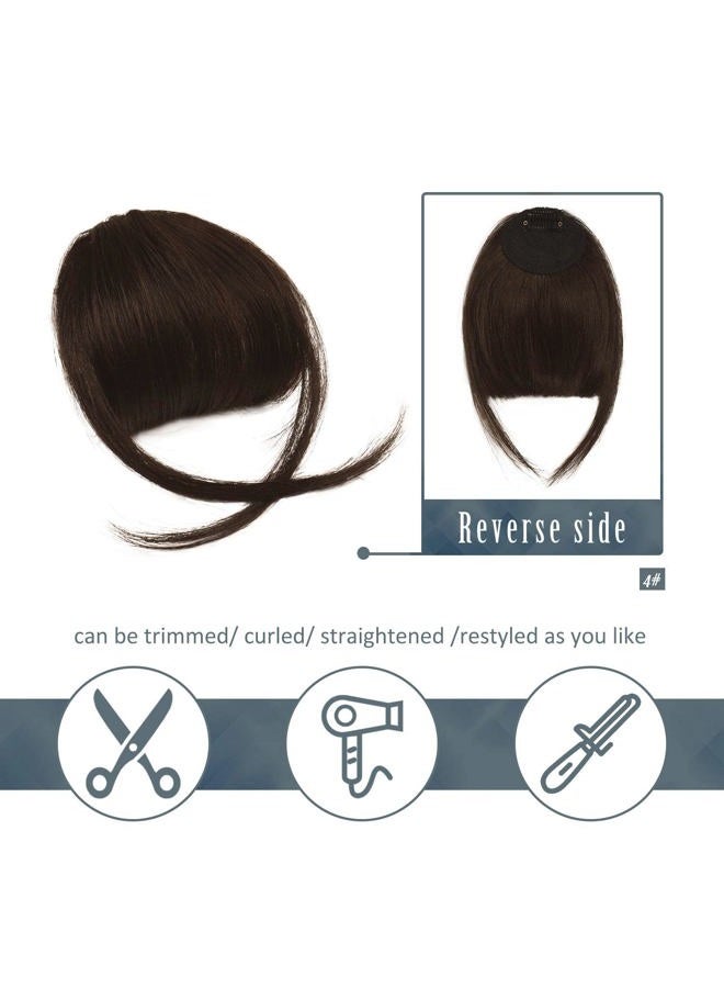 BARSDAR Human Hair Clip in Bangs - 100% Real Human Hair Clip in Bangs for Women - Brown Thick Bangs Extensions Fringe with Temples Real Hair Bangs Hairpieces - Dark Auburn Brown - Image 3