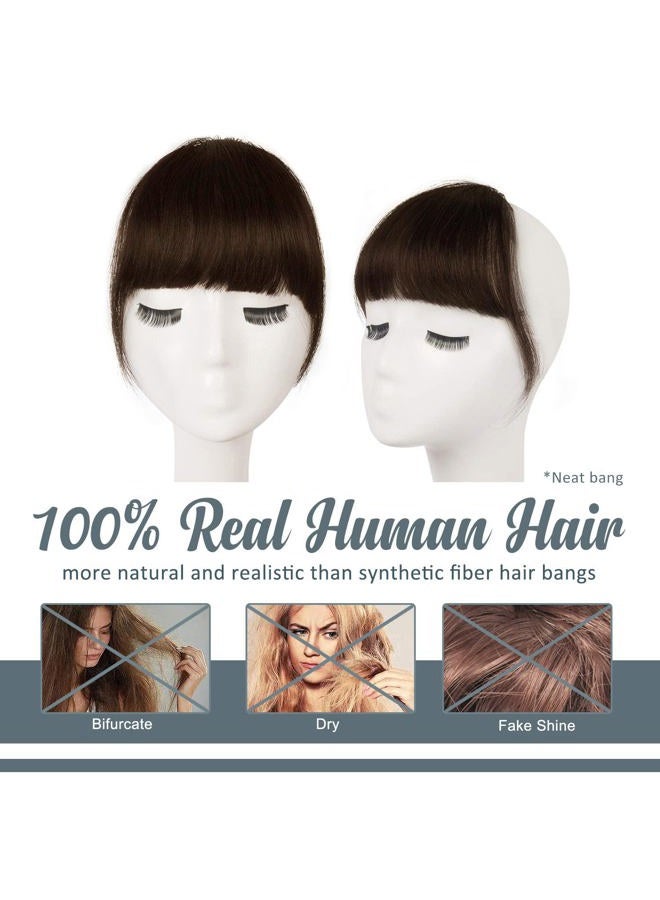 BARSDAR Human Hair Clip in Bangs - 100% Real Human Hair Clip in Bangs for Women - Brown Thick Bangs Extensions Fringe with Temples Real Hair Bangs Hairpieces - Dark Auburn Brown - Image 2