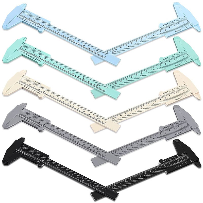 10 Pcs 150mm Mini Plastic Caliper Double Scale Measuring Tool 5 Colors for Student Office - Image 2