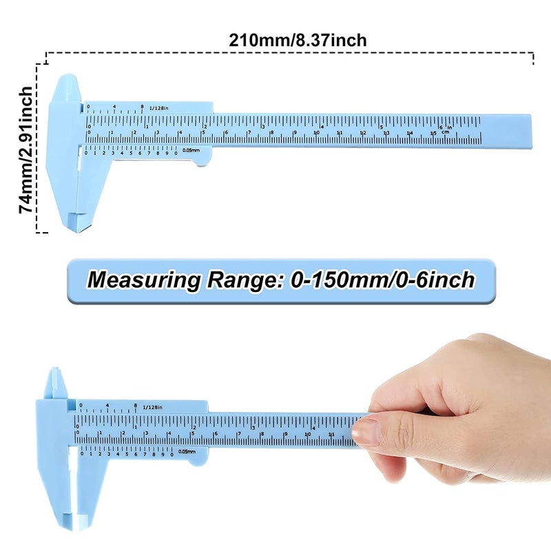 10 Pcs 150mm Mini Plastic Caliper Double Scale Measuring Tool 5 Colors for Student Office - Image 4