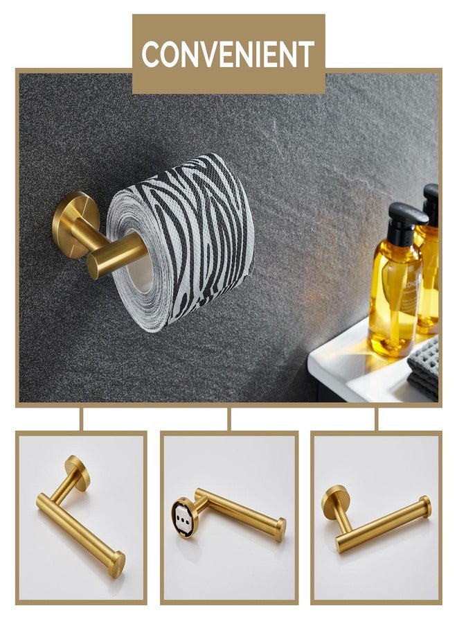 Angle Simple Bathroom Hardware Set 4-Piece Brushed Gold, Angle Simple SUS304 Stainless Steel Bathroom Fixtures Accessory Kit with Towel Hook X 2, Toilet Paper Holder and Rotary Towel Ring, Wall Mount - Image 5