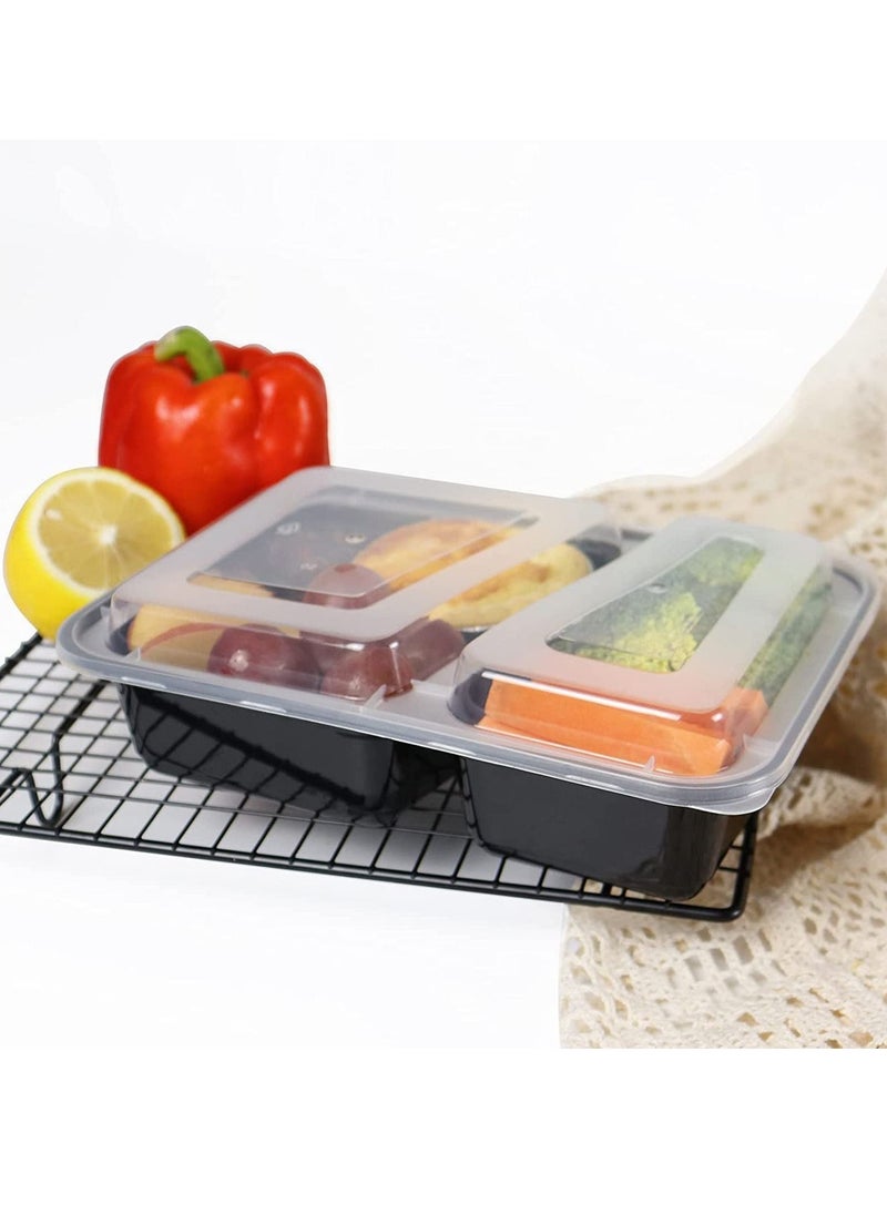 Al Bayader 2 Compartment Meal Prep Containers [10Pack] with Lids, Food Storage Containers, Bento Box, Stackable, Microwave/Dishwasher/Freezer Safe [32oz]
