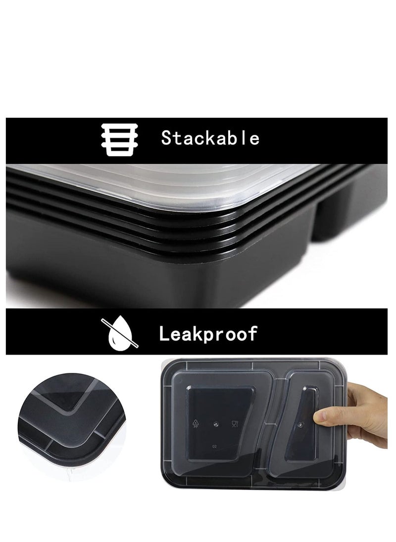 Al Bayader 2 Compartment Meal Prep Containers [10Pack] with Lids, Food Storage Containers, Bento Box, Stackable, Microwave/Dishwasher/Freezer Safe [32oz]