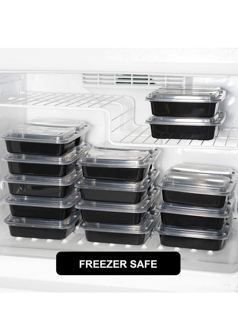 Al Bayader 2 Compartment Meal Prep Containers [10Pack] with Lids, Food Storage Containers, Bento Box, Stackable, Microwave/Dishwasher/Freezer Safe [32oz]