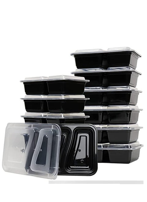 Al Bayader 2 Compartment Meal Prep Containers [10Pack] with Lids, Food Storage Containers, Bento Box, Stackable, Microwave/Dishwasher/Freezer Safe [32oz]