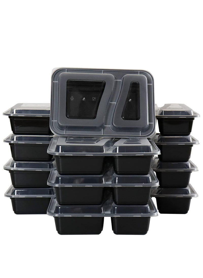 Al Bayader 2 Compartment Meal Prep Containers [10Pack] with Lids, Food Storage Containers, Bento Box, Stackable, Microwave/Dishwasher/Freezer Safe [32oz]