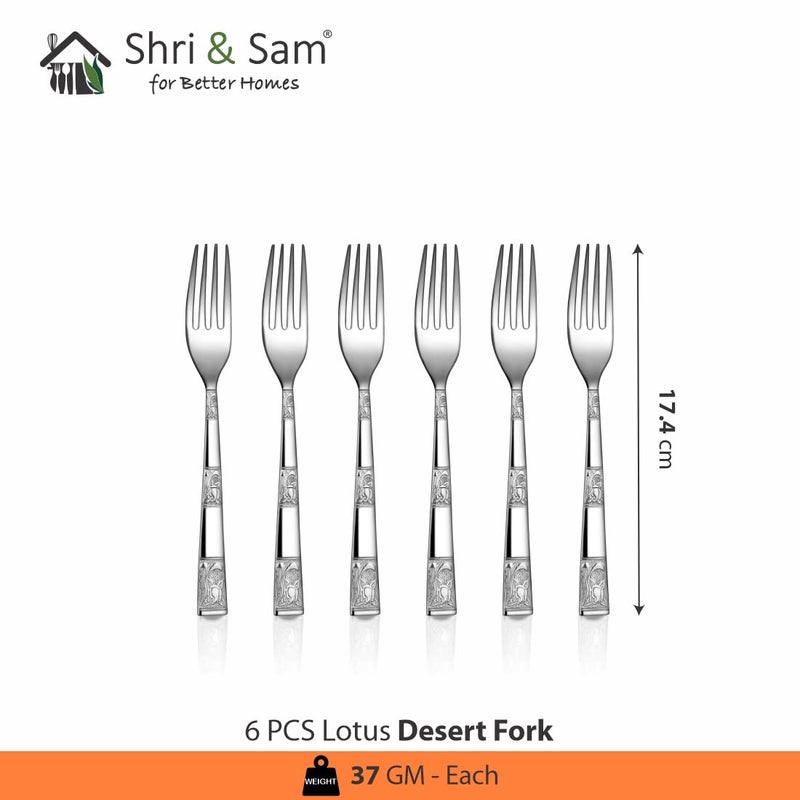 Shri & Sam Shri Sam Stainless Steel Lotus Desert Fork6 Pieces  - Image 2