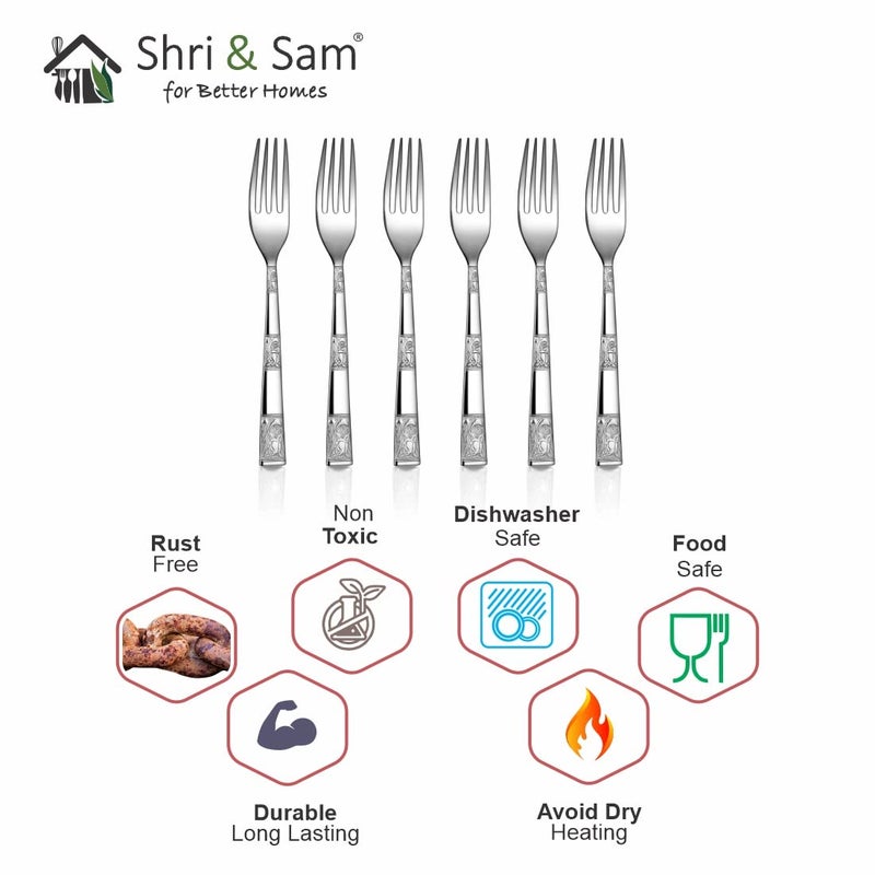 Shri & Sam Shri Sam Stainless Steel Lotus Desert Fork6 Pieces  - Image 5