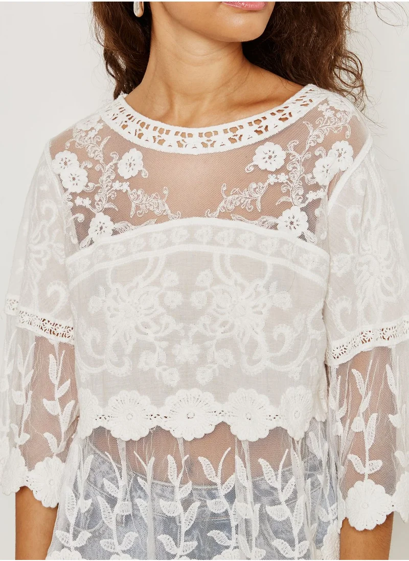 NEW LOOK Crochet Mesh Top