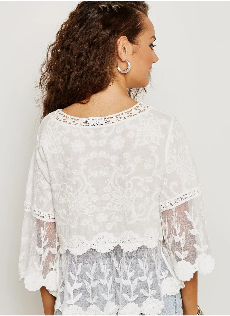 NEW LOOK Crochet Mesh Top