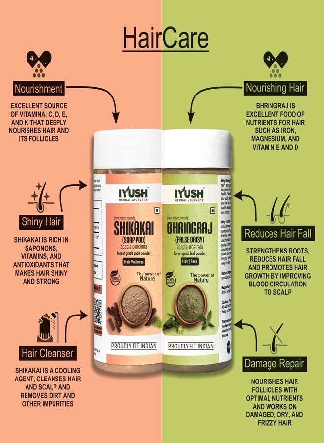 IYUSH Herbal Ayurveda Bhringraj Powder and Shikakai Powder for Hair Growth - 500gm | Hair Mask for Dry and Frizzy Hair | Hair Volume Powder | Herbal Hair Wash Powder | Hair Powder | 250gm each - Image 2