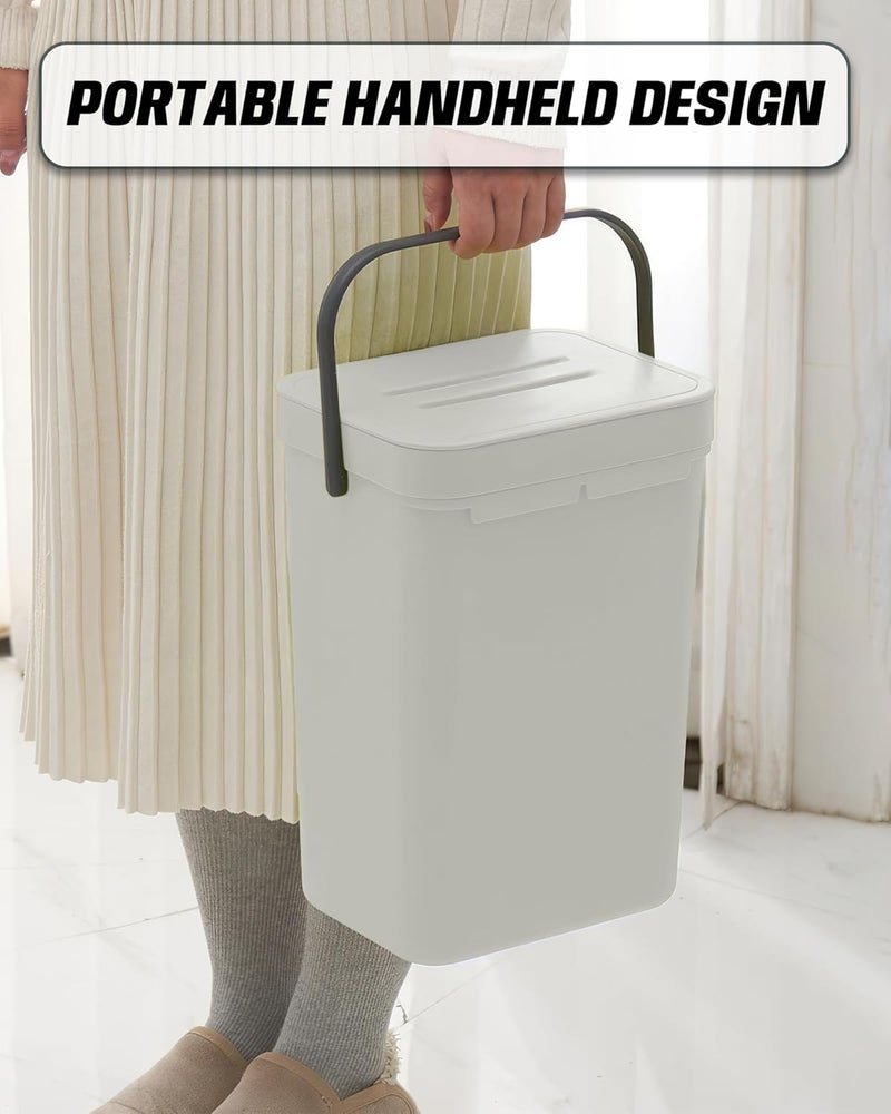 MONGTINGLU Kitchen Compost Bin - 3.2 Gallons Hanging Trash Can with Lid for Kitchen Bathroom, Under Sink Trash Can, Outdoor Compost Bucket with Lid, 12L(White) - Image 5
