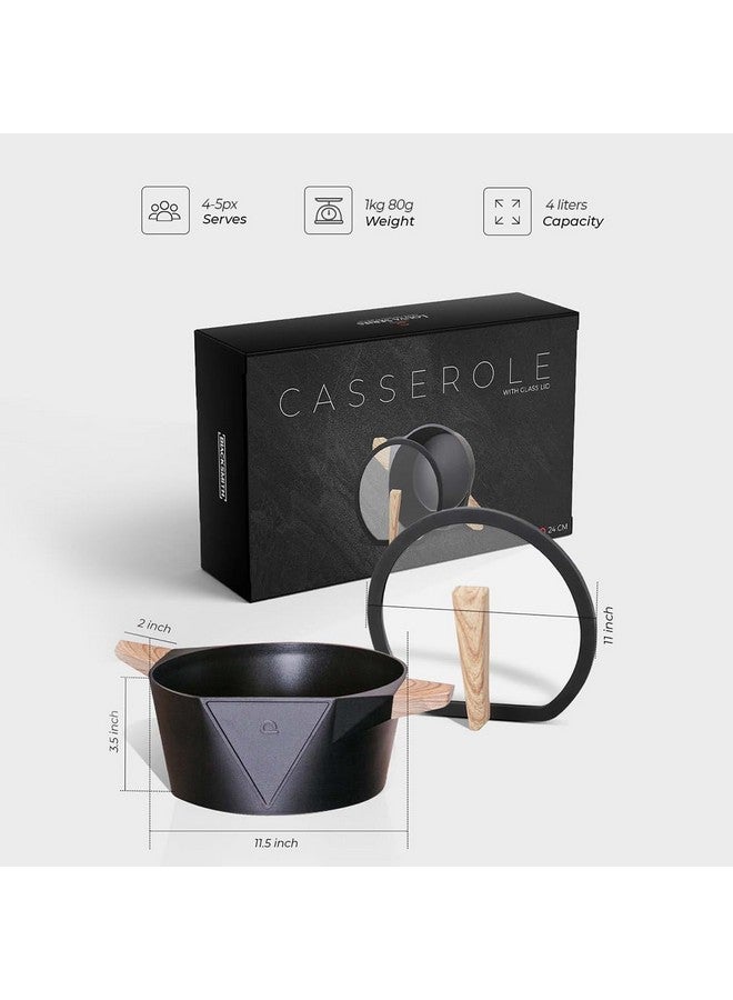 BLACKSMITH Non-Stick Casserole Pan with Glass Lid | Induction Cooktop| Wooden Handle |Cooking, Serving, Gifting | Ideal for Biryani, Curries, & More| 4 Litre Serve 4-5 Persons - Image 5