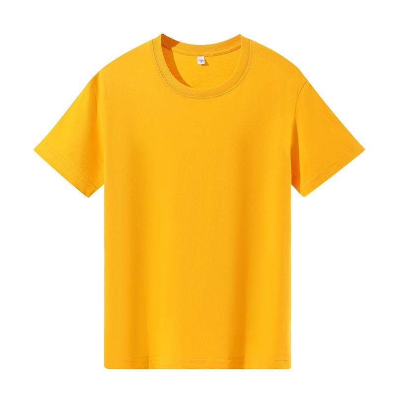 Summer New Style 100 Cotton Round Neck Short-Sleeved T-Shirt for Men and Women, Work Clothes, Team Class Uniforms, Printed Logo Tops Turmeric
