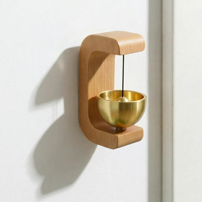 Satisure Magnetic Shopkeepers Bell for Door Opening Vintage Wooden Door Chime Wireless Brass Doorbell for Business Entrance Store Fridge Dopamine Decor Wind Bell with Gentle Sound Housewarming Gift - Image 2