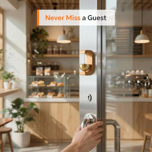 Satisure Magnetic Shopkeepers Bell for Door Opening Vintage Wooden Door Chime Wireless Brass Doorbell for Business Entrance Store Fridge Dopamine Decor Wind Bell with Gentle Sound Housewarming Gift - Image 3