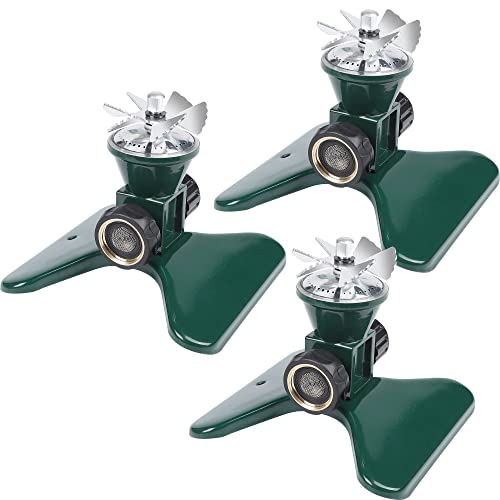 Biswing 3 Pack Lawn Sprinkler, Heavy Duty Metal Square Garden Sprinkler, 360 Degree Large Area Irrigation, Connectable Rotating Automatic Water Sprinklers for Yard Lawn Garden Watering - Image 1