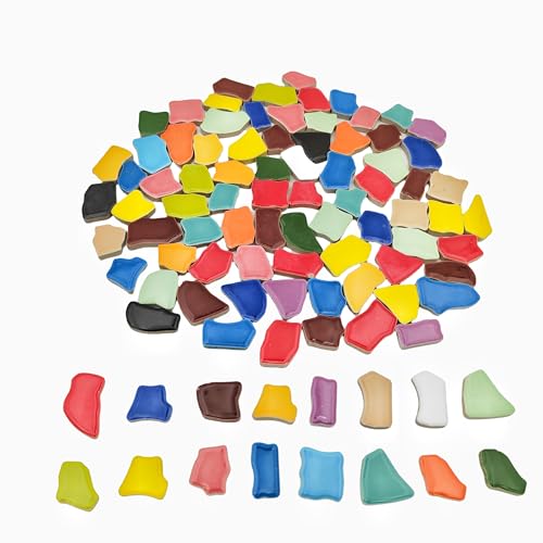 YOZIEMQ 11lb Ceramic Mosaic TilesMixed Colour Ceramic Mosaic Pieces for CraftsMosaic Tiles for Home Decoration or DIY CraftsMosaic Making Supplies Large Irregular - Image 1