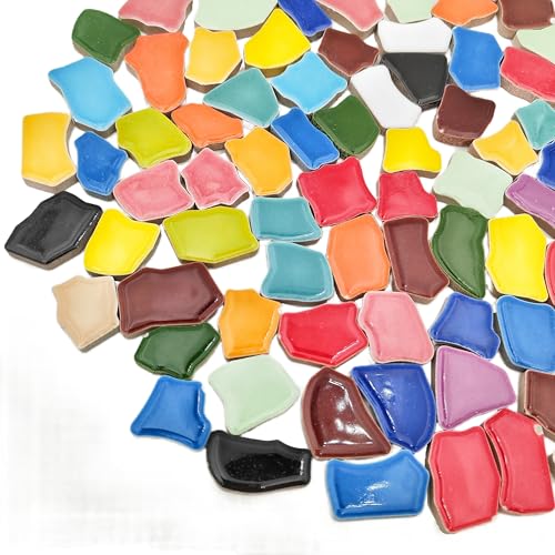 YOZIEMQ 11lb Ceramic Mosaic TilesMixed Colour Ceramic Mosaic Pieces for CraftsMosaic Tiles for Home Decoration or DIY CraftsMosaic Making Supplies Large Irregular - Image 3