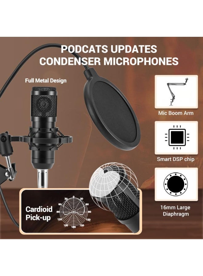 مجموعة معدات بودكاست مُحسّنة لشخصين لعام ٢٠٢٥، مع واجهة صوت احترافية (٤ إعدادات تخصيص SE) وميكروفون بودكاست للاعبين، سواءً للبث أو التسجيل أو الغناء أو البث المباشر. - Image 3