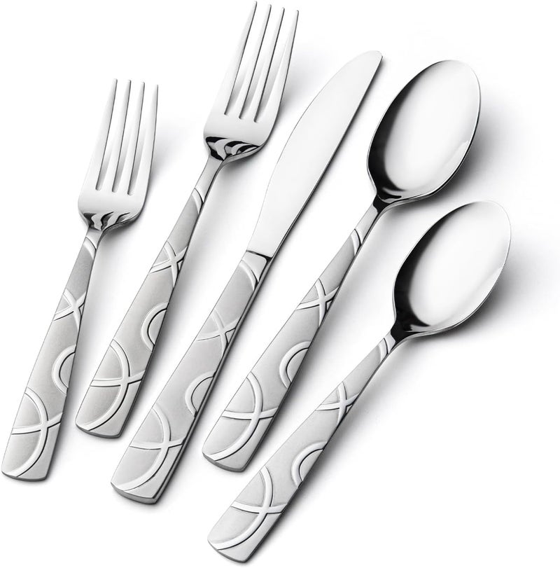 HIKAA 20PCS Silverware Set Service for 4,Premium Stainless Steel Cutlery Set, Mirror Polished Flatware Sets,Modern Kitchen Eating Utensils Set Include Spoons Forks Knives - Image 1